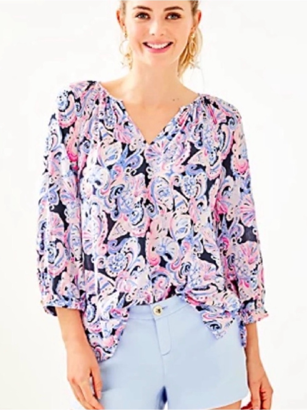Lilly Pulitzer Willa 3/4 Sleeve Top in Small